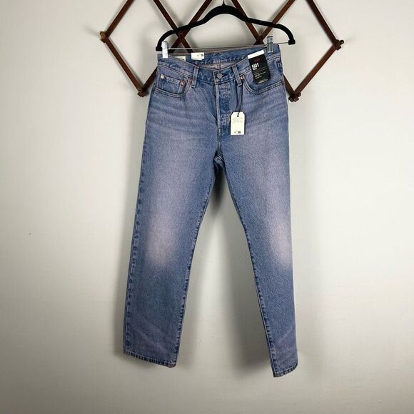 LEVI'S Premium 501 90s Straight Loose Jeans Artificial Finish Medium Wash Size 2 - Picture 5 of 10